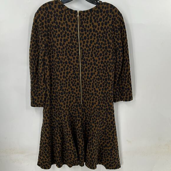 Ann Taylor Loft Olive Green & Navy Polka Dot Long Sleeve Dress size Large - Picture 5 of 11